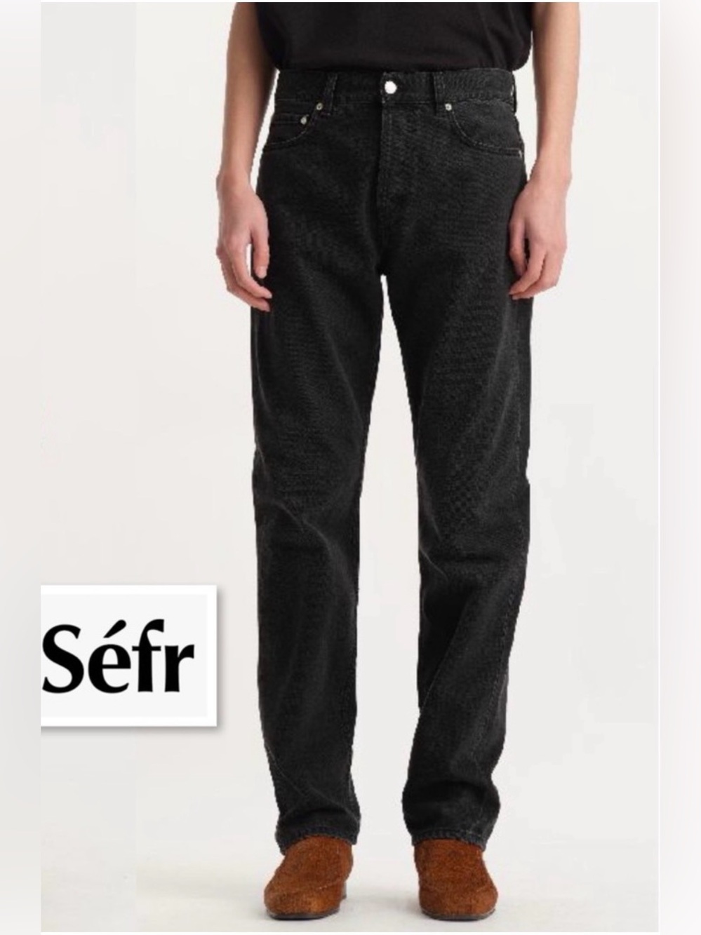 SEFR STRAIGHT CUT JEANS in RINSED BLACK Men’s Size 30 Button Fly Minimalist